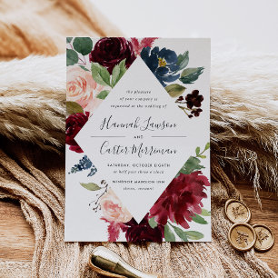 Invitación a la boda del marco de la floración rad