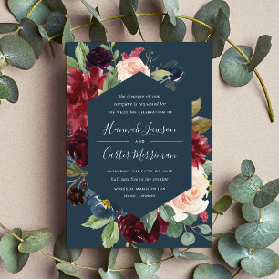 Invitación a la boda del marco de la floración rad