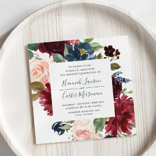 Invitación a la boda del marco de la floración rad