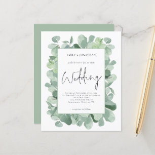 Invitación a la boda del marco de la hoja de eucal