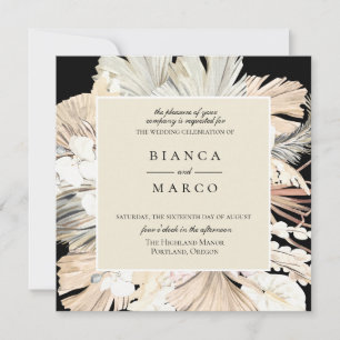 Invitación a la boda del marco de la jungla bohemi