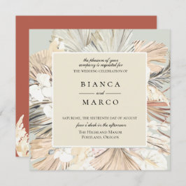 Invitación a la boda del marco de la selva bohemia