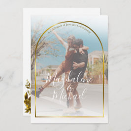 Invitación a la boda del marco del arco de oro de