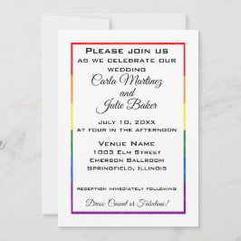 Invitación a la boda del marco del arcoiris