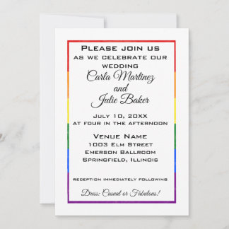 Invitación a la boda del marco del arcoiris