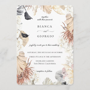 Invitación a la boda del marco del follaje de la s