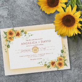 Invitación a la boda del marco del girasol