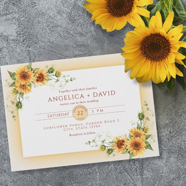 Invitación a la boda del marco del girasol (Subido por el creador)