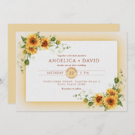Invitación a la boda del marco del girasol