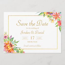 Invitación a la boda del marco dorado de color de 