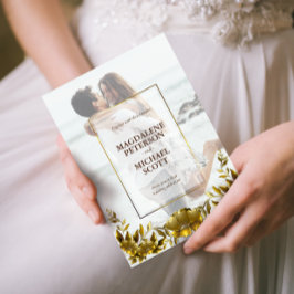 Invitación a la boda del marco dorado de la foto p