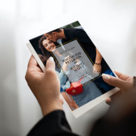 Invitación a la boda del marco dorado de la foto p