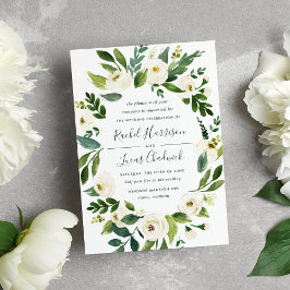 Invitación a la boda del marco floral de Alabaster