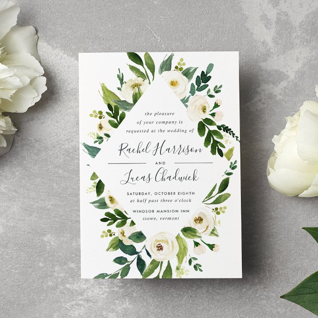 Invitación a la boda del marco floral de Alabaster (Subido por el creador)