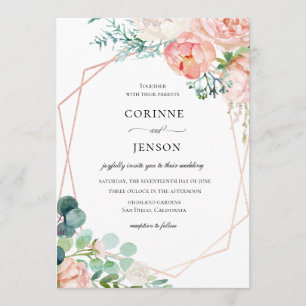 Invitación a la boda del marco floral de verano