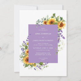 Invitación a la boda del marco floral del girasol 