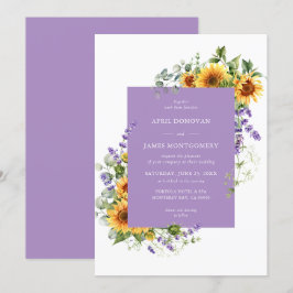 Invitación a la boda del marco floral del girasol