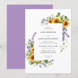 Invitación a la boda del marco floral del girasol
