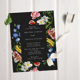 Invitación a la boda del marco floral del maestro