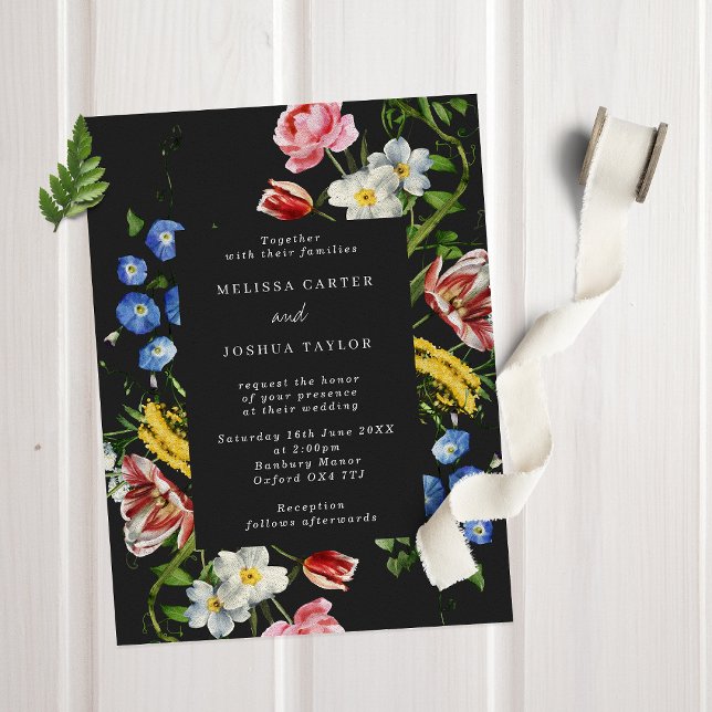 Invitación a la boda del marco floral del maestro  (Subido por el creador)