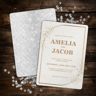 Invitación a la boda del marco floral dorado