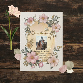Invitación a la boda del marco floral renacentista
