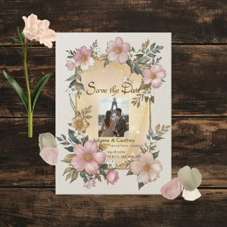 Invitación a la boda del marco floral renacentista