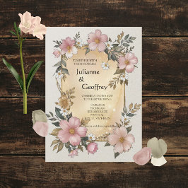 Invitación a la boda del marco floral renacentista