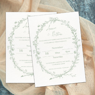 Invitación a la boda del marco verde ordenado intr