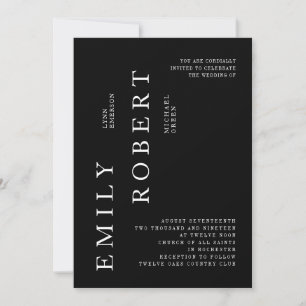 Invitación a la boda del minimalismo moderno negro
