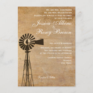 Invitación a la boda del molino de viento de tela