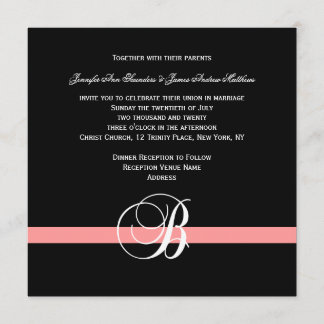 Invitación a la boda del Monograma B Blanco Coral 