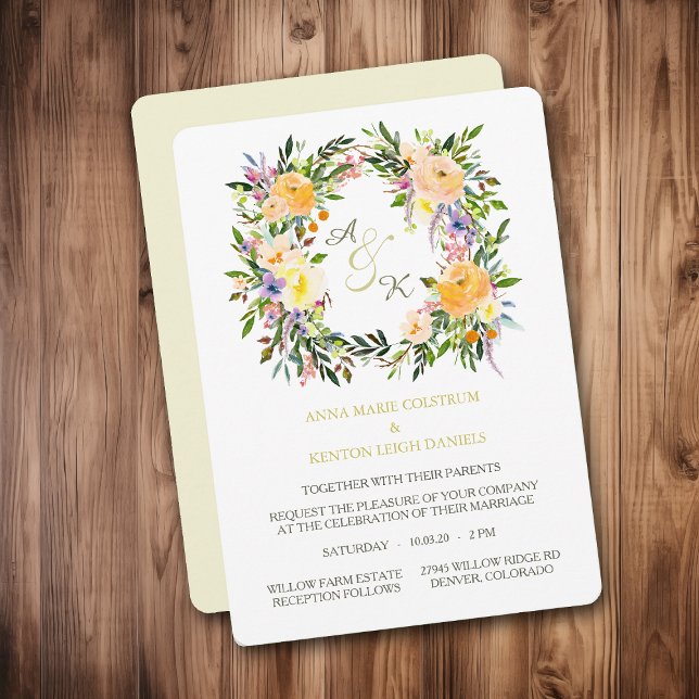 Invitación a la boda del monograma de la floral de (Subido por el creador)