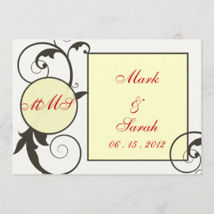 Invitación a la boda del monograma rojo en Circle 