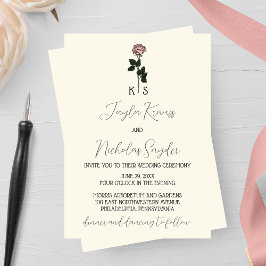 Invitación a la boda del monograma rosa rosado min