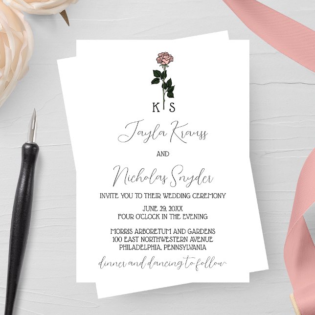 Invitación a la boda del monograma rosa rosado min (Subido por el creador)