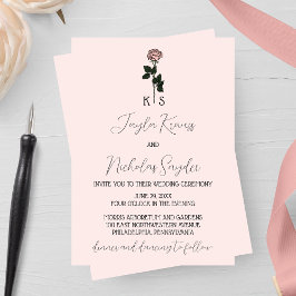 Invitación a la boda del monograma rosa rosado min