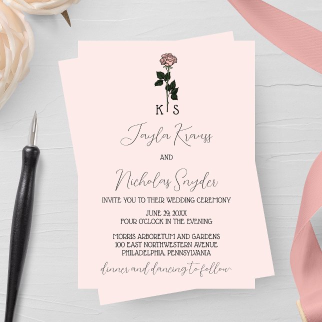 Invitación a la boda del monograma rosa rosado min (Subido por el creador)