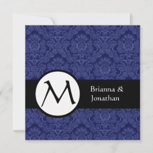 Invitación a la boda del monograma Royal Blue Dama