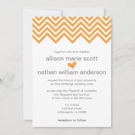Invitación a la boda del Naranja Chevron