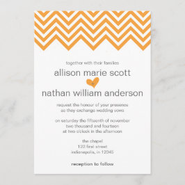 Invitación a la boda del Naranja Chevron