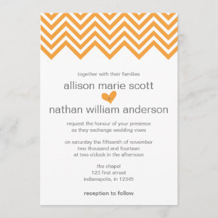 Invitación a la boda del Naranja Chevron