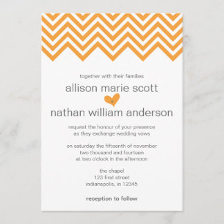 Invitación a la boda del Naranja Chevron