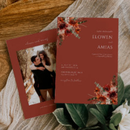 Invitación a la boda del Naranja de Boho Floral Bu