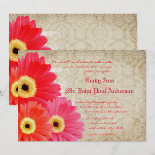 Invitación a la boda del Naranja de coral Pink Ger