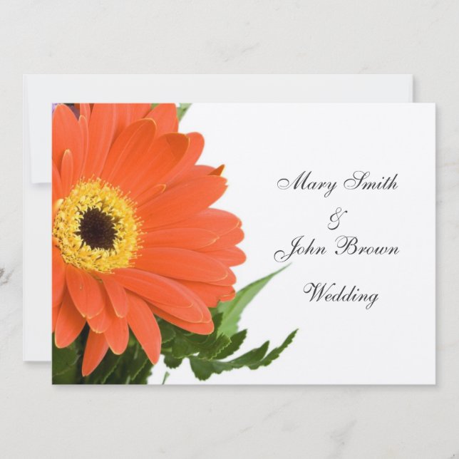 Invitación a la boda del naranja Gerber (Anverso)