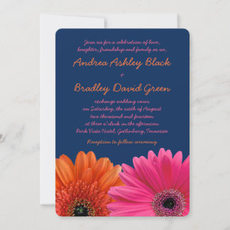 Invitación a la boda del naranja Gerbera Daisy