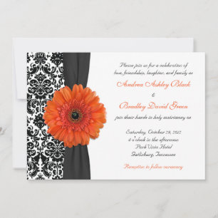 Invitación a la boda del naranja Gerbera Daisy Dam