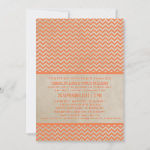 Invitación a la boda del naranja Moda Chevron