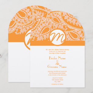 Invitación a la boda del naranja Paisley